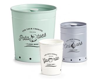 Set 3 recipiente depozitare Zeller Retro, cartofi, usturoi, ceapa