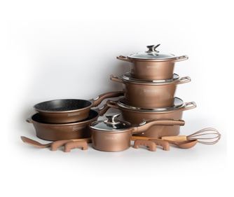 Royaly Line ES 2014M 14dílná sada hrnců a pánví s poklicí, hnědá, nepřilnavá, mramorovaná, indukce, odnímatelné rukojeti