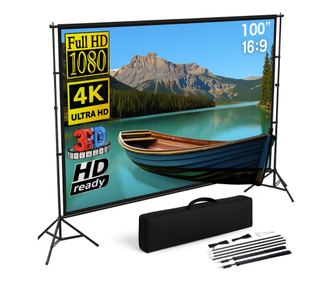 Ecran proiecție 100 inch cu trepied, Linomag®, proiecție față/spate, format 16:9, 4K HD, unghi larg 160°, ideal pentru interior