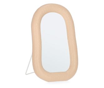 Kremno naravno stekleno namizno ogledalo z okvirjem 17x3x26v