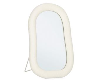 Kremno bel steklen okvir za ogledalo za mizo 20x3x30v