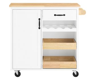 SoBuy FKW131-WN Kuhinjski otok s kotačima, bijela
Mobilni kuhinjski otok s radnom plohom od gumenog drveta i praktičnim ladama.