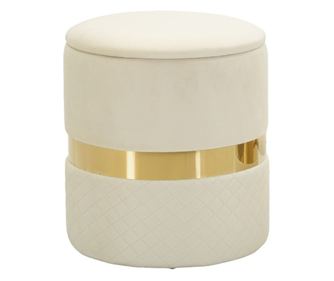 Pouf s pretincem za odlaganje sheffild krem set 2 kom ø 37x42-28x35 cm