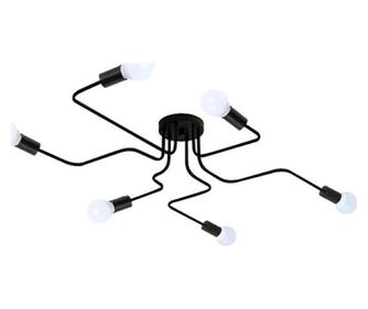 ECpower Viseća Svjetiljka Luster 6 Žarulja Crna Zd74f