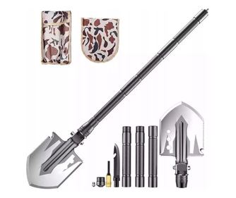 IdeallStore® višenamjenska lopata, Outdoor Master, 8 u 1, nehrđajući čelik, 76 cm, crna