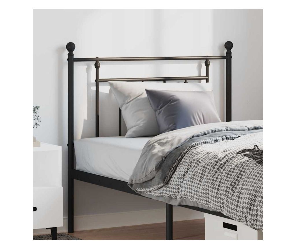 Metal Bed Headboard, Black, 100 cm