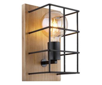 Aplica Merril 15530W, 1xE27, neagra+natural, IP20, Globo