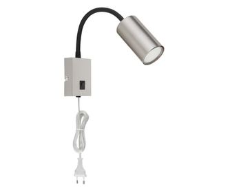 Aplica Robby 57911W, 1xGU10, cu intrerupator, brat flexibil, nichel mat, IP20, Globo
