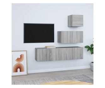 Set dulapuri TV, 4 piese, gri sonoma, lemn prelucrat