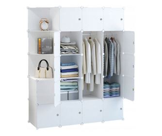 Dulap modular, dulap, cuier, dulapuri, XXL, alb, rafturi, șină de haine