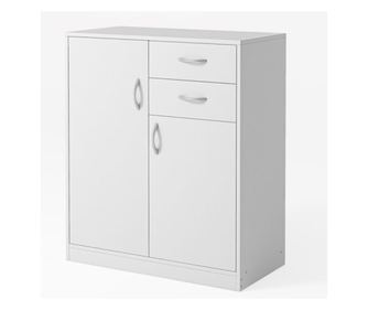 Comodă modernă cu sertare și rafturi loft albă, bibliotecă, dulap cu ușă 74 cm