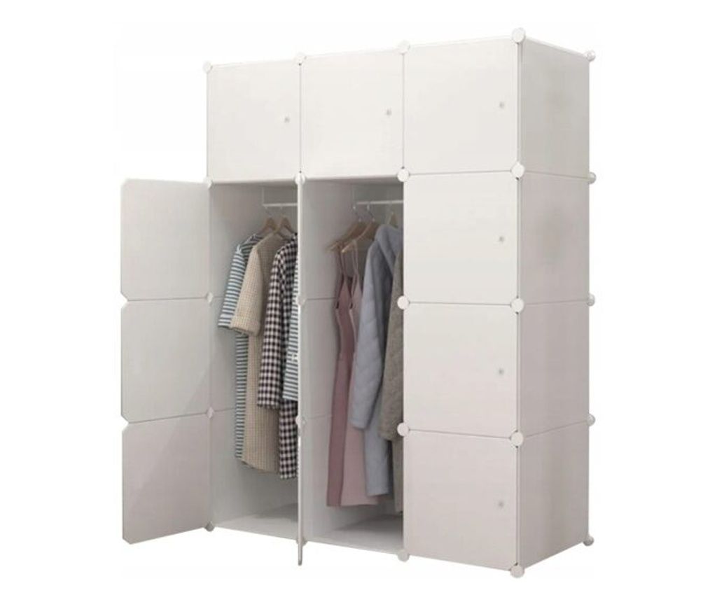 Dulap modular, garderobă, dulap, raft, raft alb pentru haine, încăpător, mare