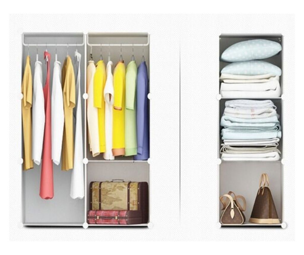 Dulap modular geometric alb garderoba raft rafturi