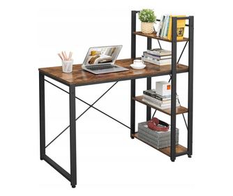 Birou industrial din metal cu rafturi, bibliotecă rustică vintage în stil loft