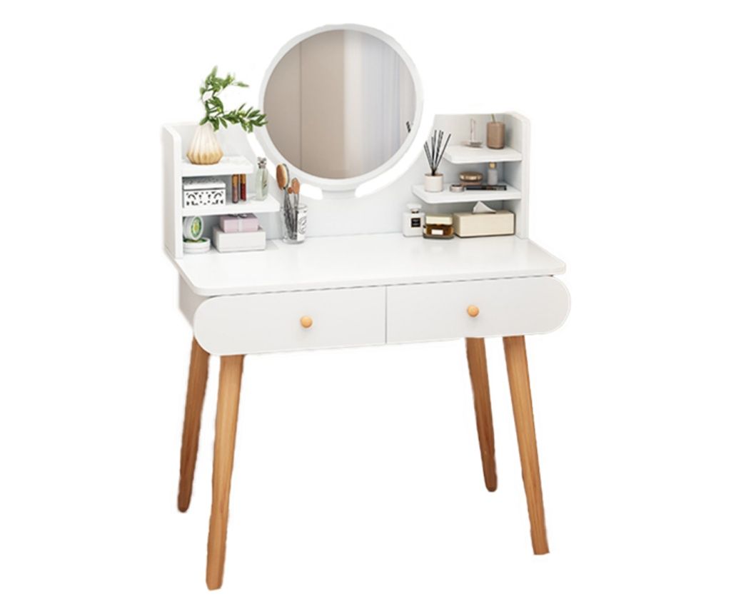 Masă de toaletă cosmetică, oglindă, machiaj, albă, mare, scandinavă, loft, modernă