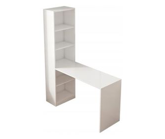 Birou modern pentru computer cu rafturi, stil scandinav, pentru adolescenți, alb