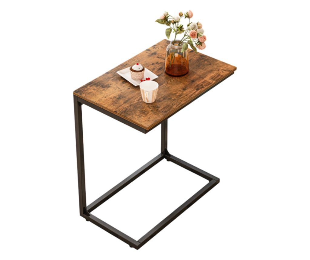 Industrial Wood Coffee Table, Retro Brown Bench for Laptop, Side Table
