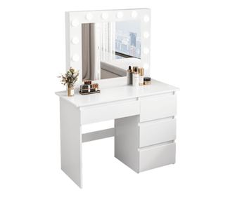 Masă de machiaj cu oglindă LED, stil loft modern, 90 cm