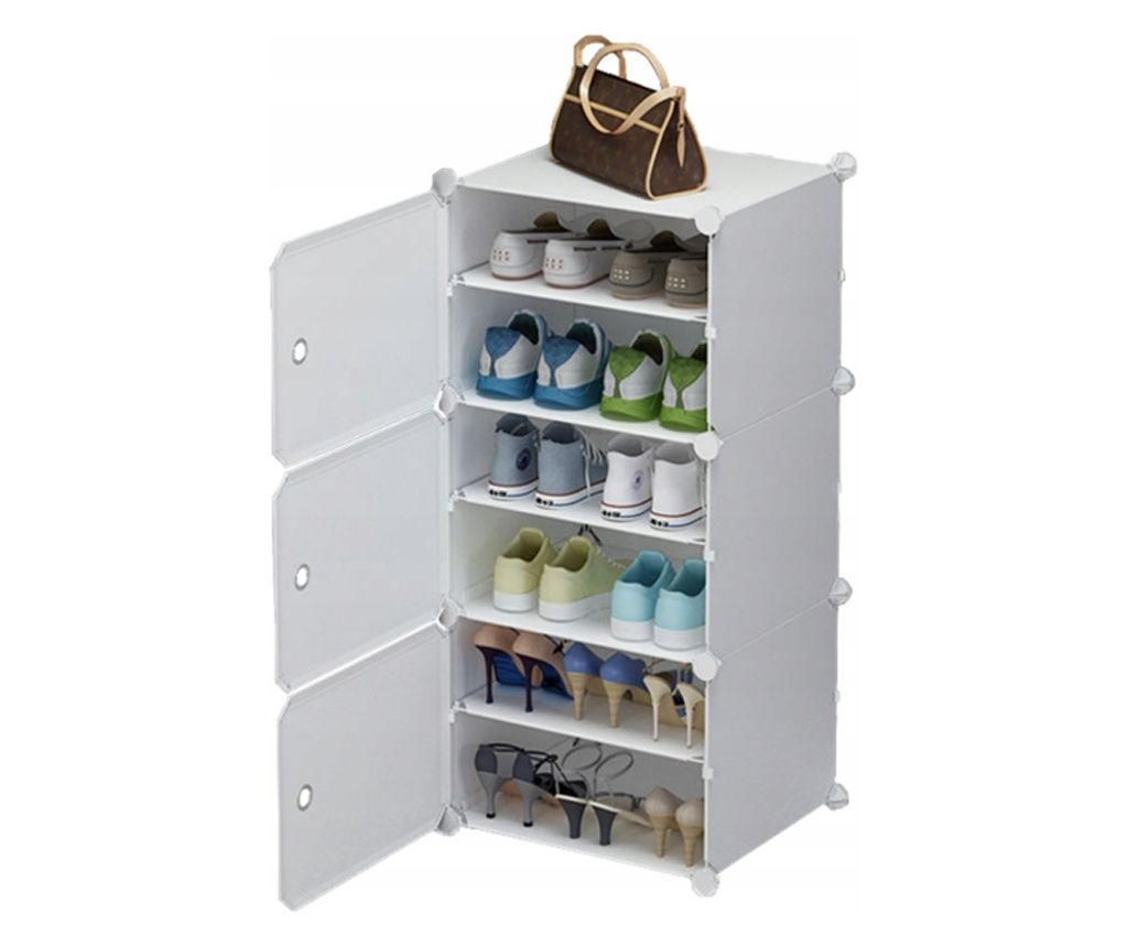 Dulap pentru pantofi, dulap modular, rafturi închise albe