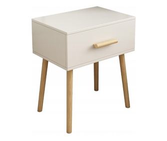 Noptieră albă cu sertar, stil scandinav, pentru dormitor sau sufragerie