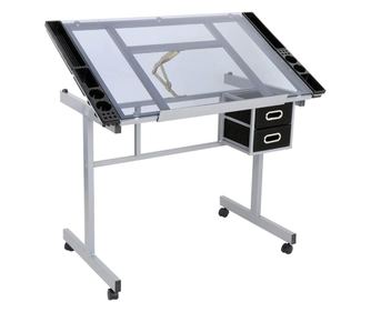 Rysovací naklápěcí stůl se skleněnou stolovou deskou
