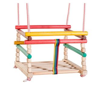 Masivní dřevěná zahradní houpačka, barevná houpačka pro děti