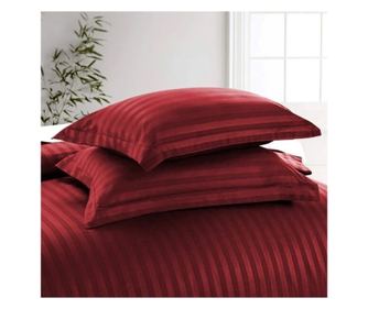 Комплект от 2 калъфки за възглавници Kotonia Home Deco - Дамаски сатен - 100% памук, размер на райе 1 см, Бордо, 70x70 см