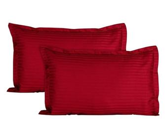 Комплект от 2 калъфки за възглавници Kotonia Home Deco - Дамаски сатен - 100% памук, размер на райе 1 см, Червени, 70x70 см