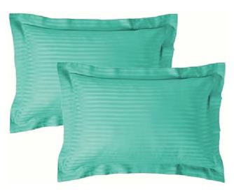 Комплект от 2 калъфки за възглавници Kotonia Home Deco - Дамаски сатен - 100% памук, размер на райе 1 см, Ментово зелено, 40x40