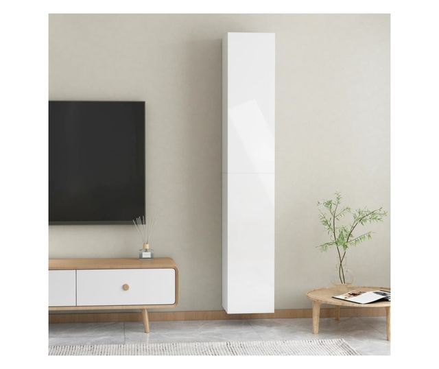 Komode za TV, 2 kom., bijela visokog sjaja, 30,5x30x90 cm, iverica