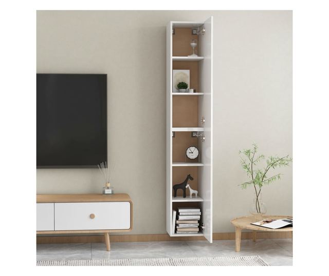 Komode za TV, 2 kom., bijela visokog sjaja, 30,5x30x90 cm, iverica