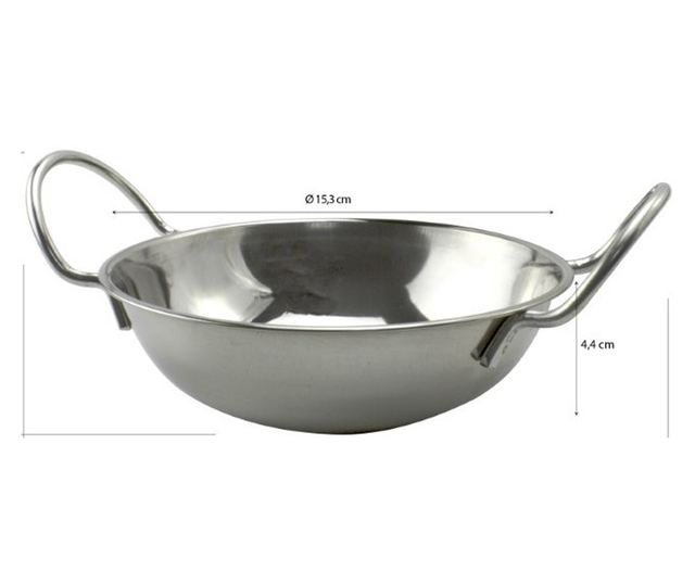 Kosár két fogantyúval, rozsdamentes acél, Ø 15 cm