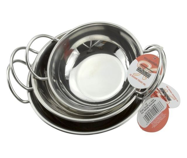 Kosár két fogantyúval, rozsdamentes acél, Ø 15 cm