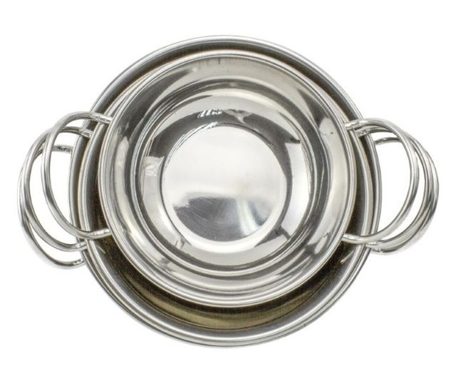 Kosár két fogantyúval, rozsdamentes acél, Ø 15 cm