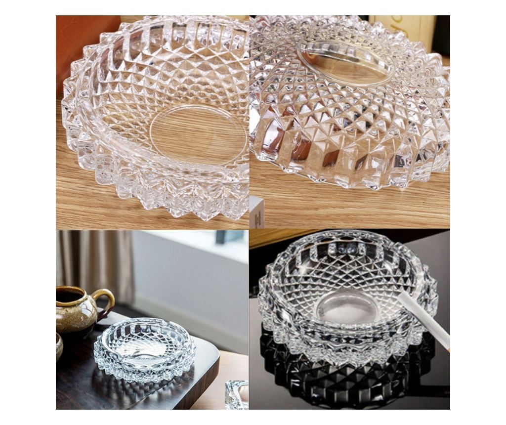 Стъклен пепелник Pufo Elegance, 12 см, кръгъл - 4
