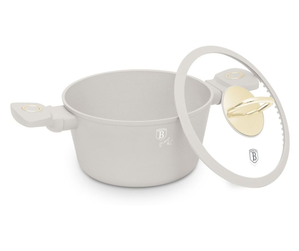 Oală cu capac 20 cm, 2.5L – Berlinger Haus Sahara Collection BH 8070, crem, cu strat antiaderent cu titan, pentru gătit zilnic - 7