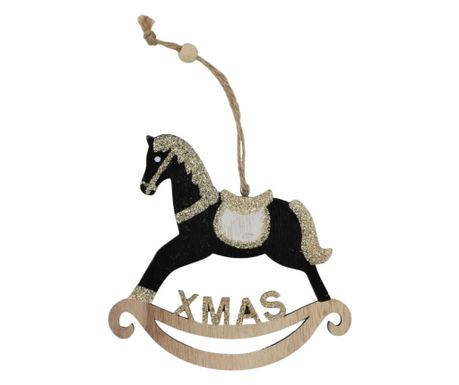 Božićni ukras, Drveni - XMAS Konjić za ljuljanje, Crni - House of Seasons