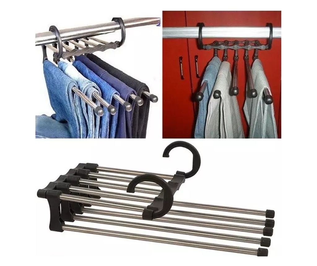 Suport organizator pentru pantaloni sau prosoape, Gonga® Argintiu - 2