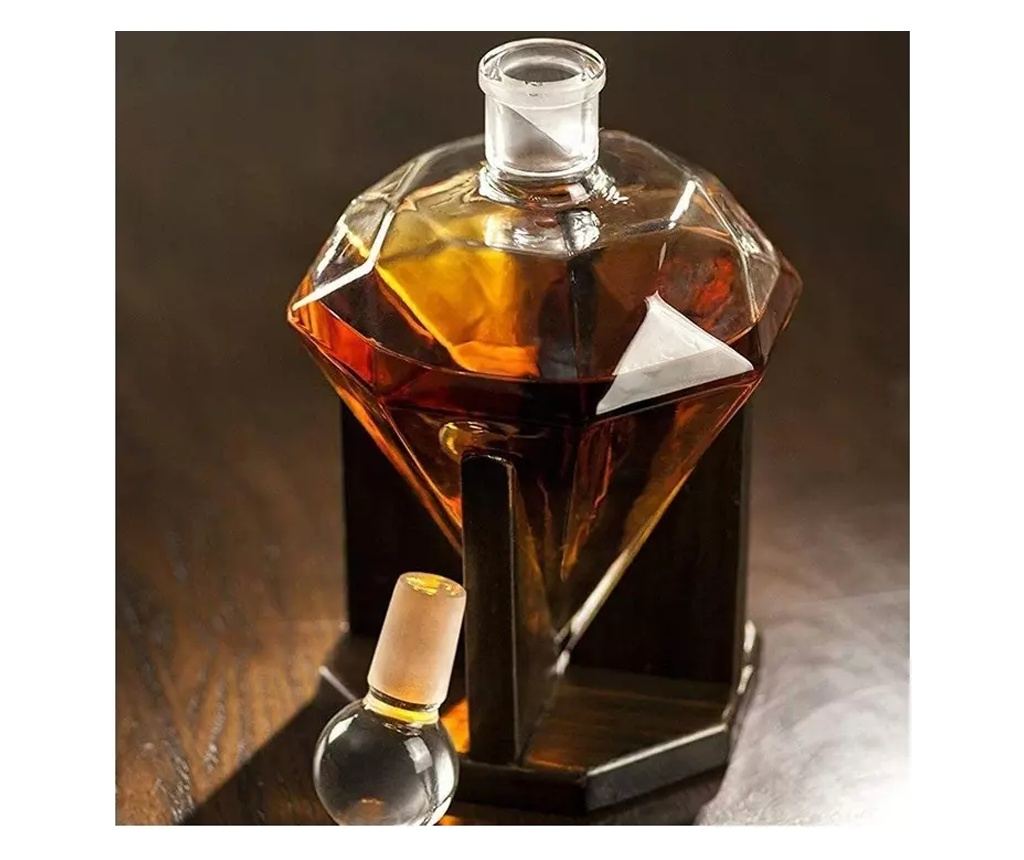 Set decantor in forma de diamant si 9 cuburi pentru racire bauturi, 1000 ml,Gonga® Transparent - 5