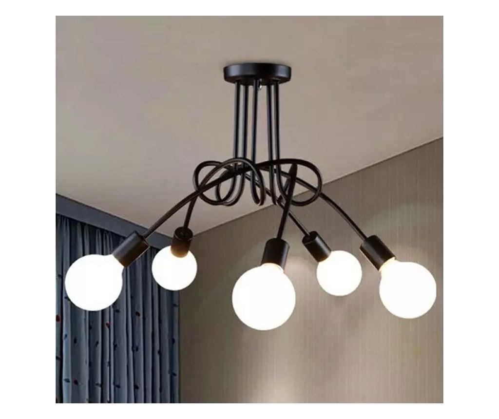 Lustra cu 5 pendule E27, 34 cm Negru - 2