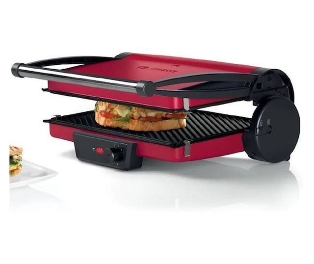 BOSCH TCG4104 Elektromos Grill, 2000W, 3 AZ 1-BEN, állítható termosztát, tapadásmentes és kivehető lapok, piros