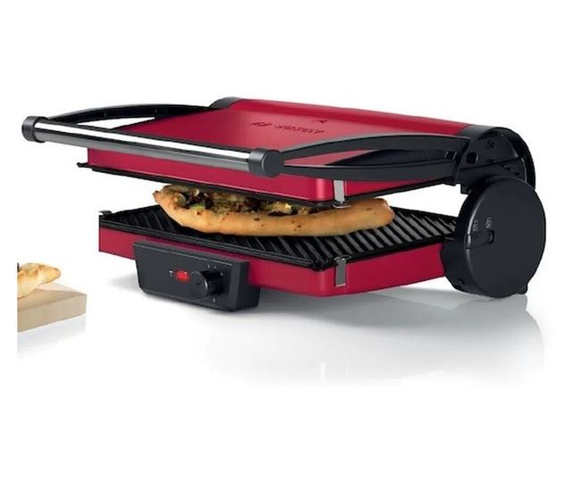 BOSCH TCG4104 Elektromos Grill, 2000W, 3 AZ 1-BEN, állítható termosztát, tapadásmentes és kivehető lapok, piros