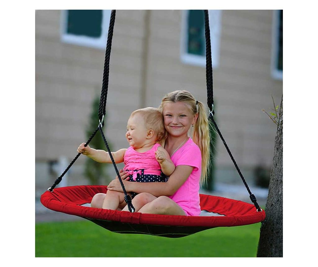 Závěsná houpačka ve tvaru kruhu, 110 cm, modrá - 4