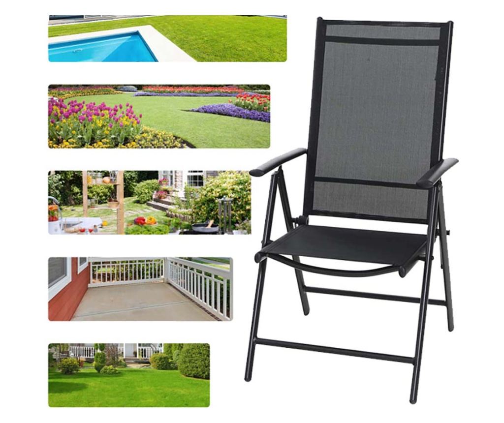 Scaun pliabil de gradina din aluminiu, 2 buc - 2