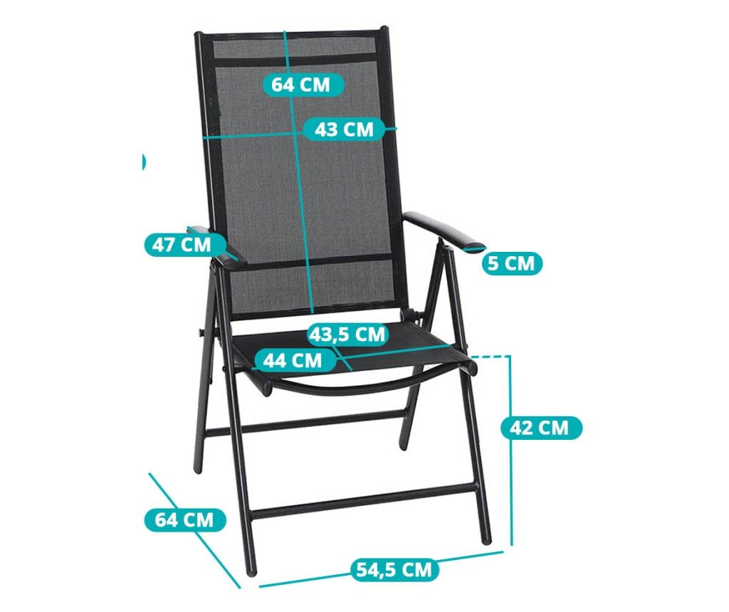 Scaun pliabil de gradina din aluminiu, 2 buc - 5
