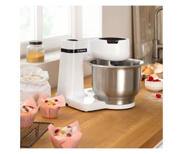 Bosch MUMS2EW00 Konyhai robotgép, 700 W, 4 sebesség, 3,8 l-es tál, 3D bolygókeverés, fehér