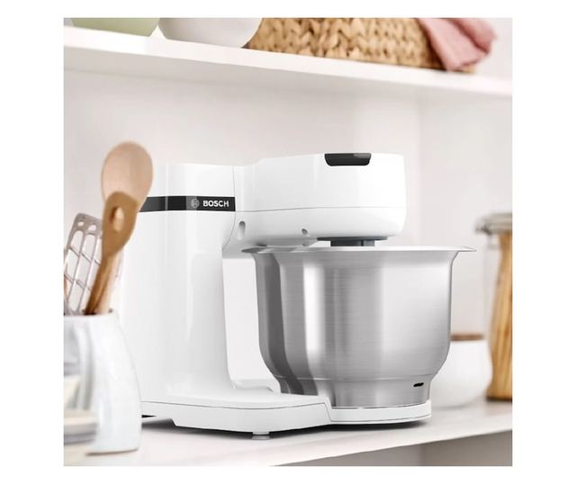 Bosch MUMS2EW00 Konyhai robotgép, 700 W, 4 sebesség, 3,8 l-es tál, 3D bolygókeverés, fehér