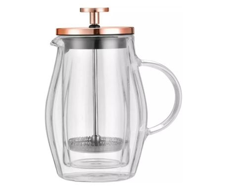 Infuzer za kavu/čaj, staklo, bakrena boja, 0,35L Klausberg KB7721, dvostruka stijenka