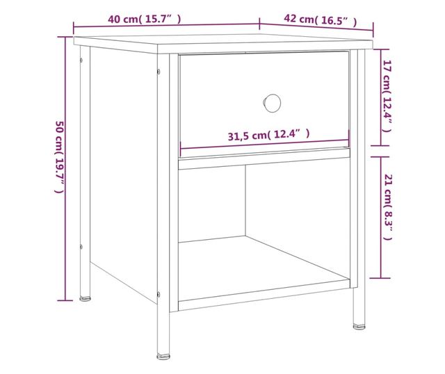 Nightstand, 2 pcs, smoked oak, 40x42x50 cm, composite wood