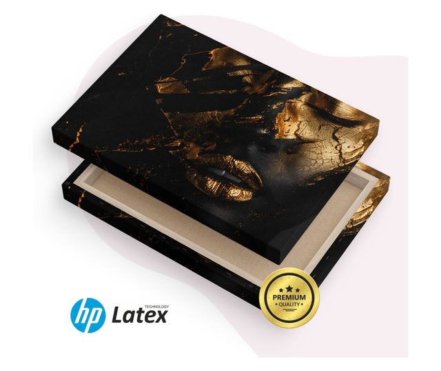 Obraz Na Płótnie Kobieta Abstrakcja Złote Usta 100x70 Dekoracja do Sypialni